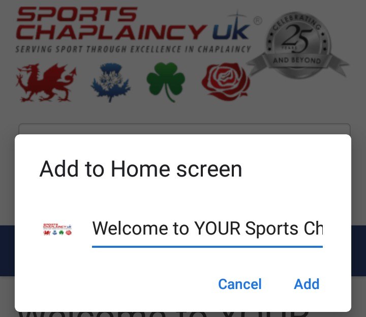 Chrome add to home screen